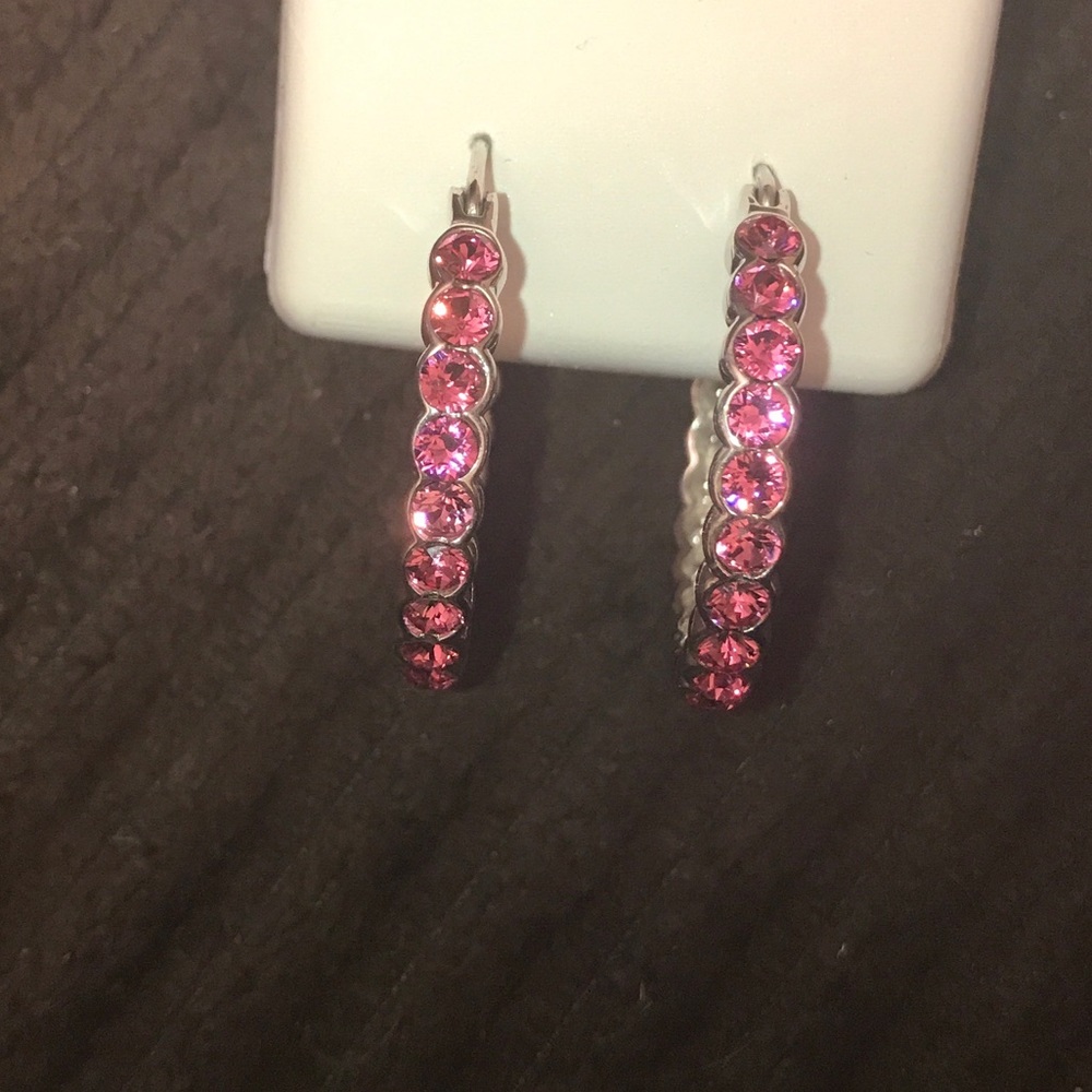 Sterling Silver Swarovski Hoop Earrings